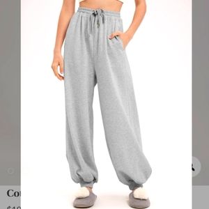 NWT NAP Loungewear Oversized Track Cotton Joggers/Sweatpants in Fog Sz. M